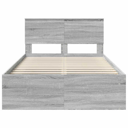 vidaXL Bettrahmen Graues Sonoma 120 x 190 cm Massives Kiefernholz