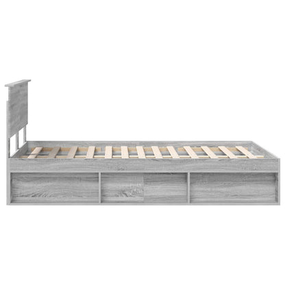 vidaXL Bettrahmen Graues Sonoma 120 x 190 cm Massives Kiefernholz