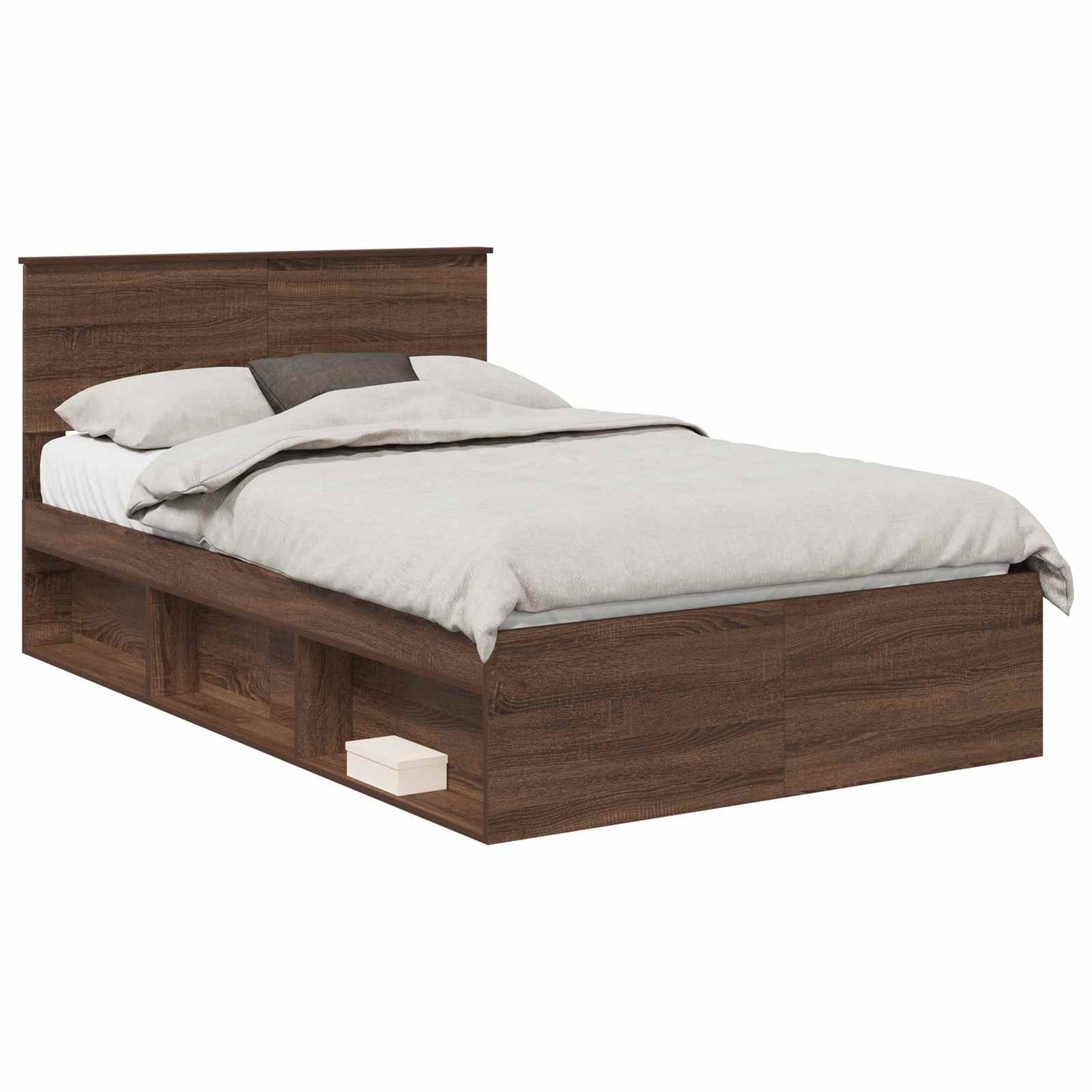 vidaXL Bettrahmen Braun Eichen-Optik 120 x 190 cm Massives Kiefernholz