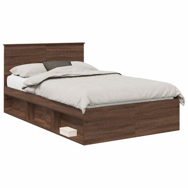 vidaXL Bettrahmen Braun Eichen-Optik 120 x 190 cm Massives Kiefernholz