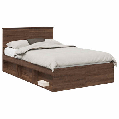vidaXL Bettrahmen Braun Eichen-Optik 120 x 190 cm Massives Kiefernholz