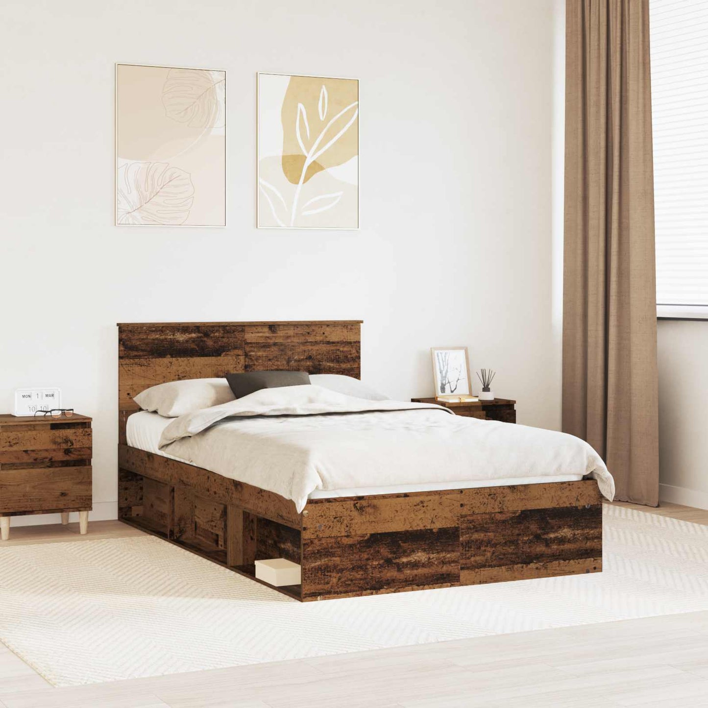 vidaXL Bettrahmen Altholz 120 x 190 cm Massives Kiefernholz