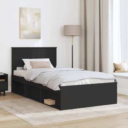 vidaXL Bettrahmen Schwarz 100 x 200 cm Massives Kiefernholz