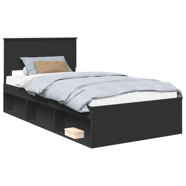 vidaXL Bettrahmen Schwarz 100 x 200 cm Massives Kiefernholz