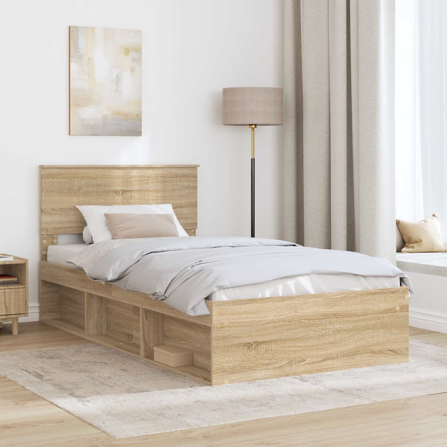 vidaXL Bettrahmen Sonoma 100 x 200 cm Massives Kiefernholz
