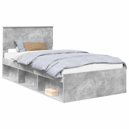 vidaXL Bettrahmen Beton Grau 100 x 200 cm Massives Kiefernholz