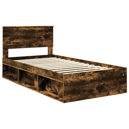vidaXL Bettrahmen Geräucherte Eiche 100 x 200 cm Massives Kiefernholz