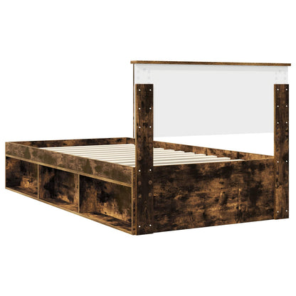 vidaXL Bettrahmen Geräucherte Eiche 100 x 200 cm Massives Kiefernholz