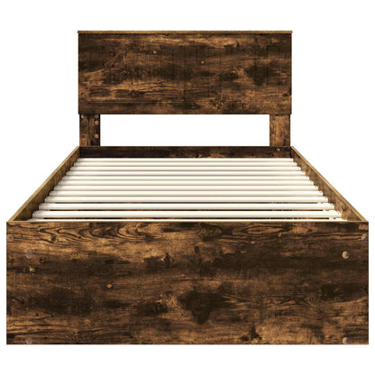 vidaXL Bettrahmen Geräucherte Eiche 100 x 200 cm Massives Kiefernholz