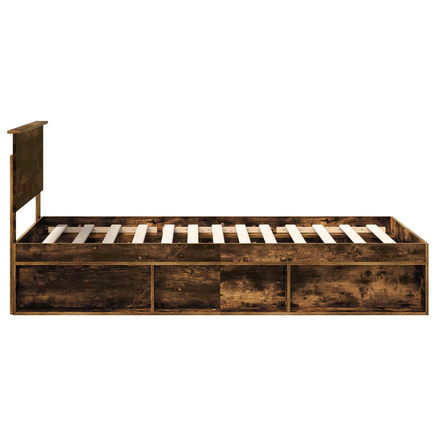 vidaXL Bettrahmen Geräucherte Eiche 100 x 200 cm Massives Kiefernholz