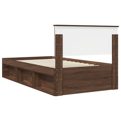 vidaXL Bettrahmen Braun Eichen-Optik 100 x 200 cm Massives Kiefernholz