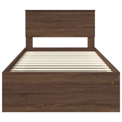 vidaXL Bettrahmen Braun Eichen-Optik 100 x 200 cm Massives Kiefernholz