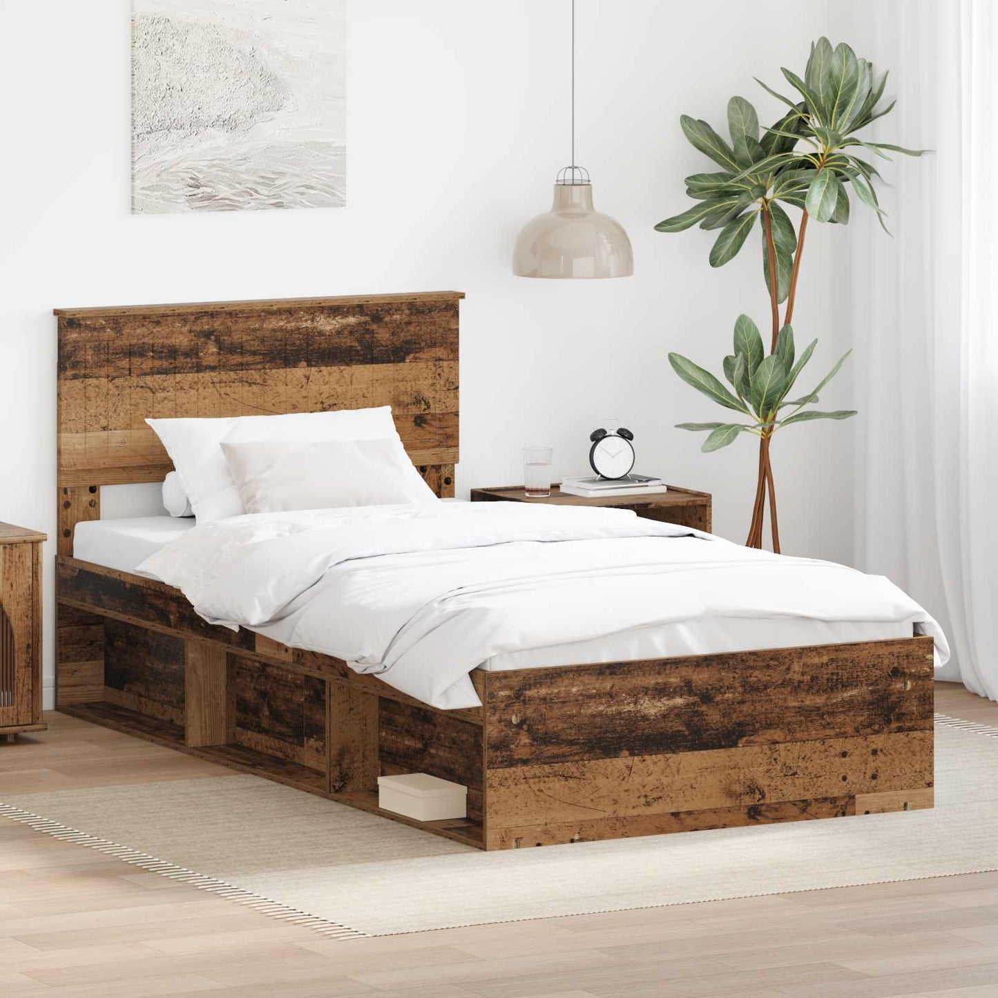 vidaXL Bettrahmen Altholz 100 x 200 cm Massives Kiefernholz