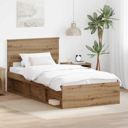 Bettrahmen mit Kopfteil Kunsthandwerk Eiche 100 x 200 cm