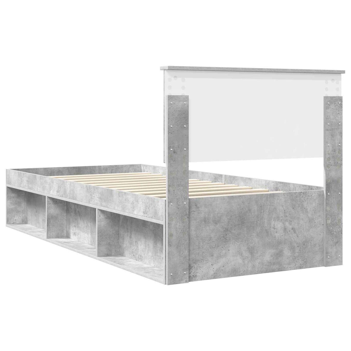vidaXL Bettrahmen mit Kopfteil Beton 90 x 200 cm Massives Kiefernholz