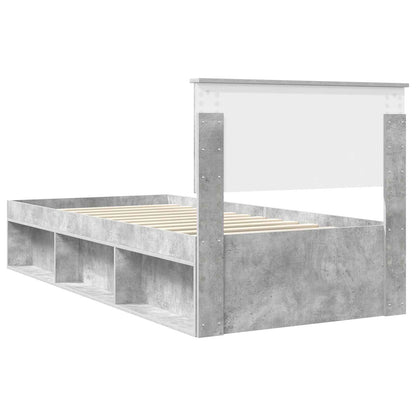 vidaXL Bettrahmen mit Kopfteil Beton 90 x 200 cm Massives Kiefernholz