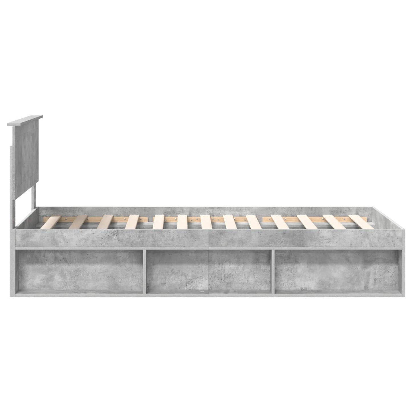 vidaXL Bettrahmen mit Kopfteil Beton 90 x 200 cm Massives Kiefernholz