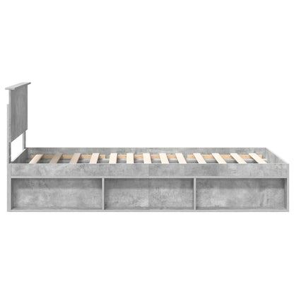 vidaXL Bettrahmen mit Kopfteil Beton 90 x 200 cm Massives Kiefernholz