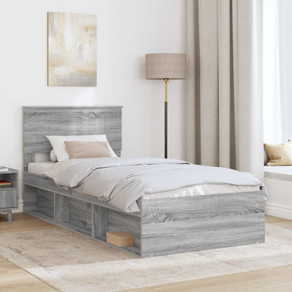 vidaXL Cadre de lit Gris Sonoma 90 x 200 cm Bois de pin massif