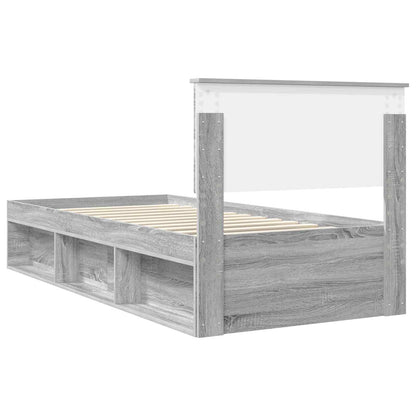 vidaXL Cadre de lit Gris Sonoma 90 x 200 cm Bois de pin massif