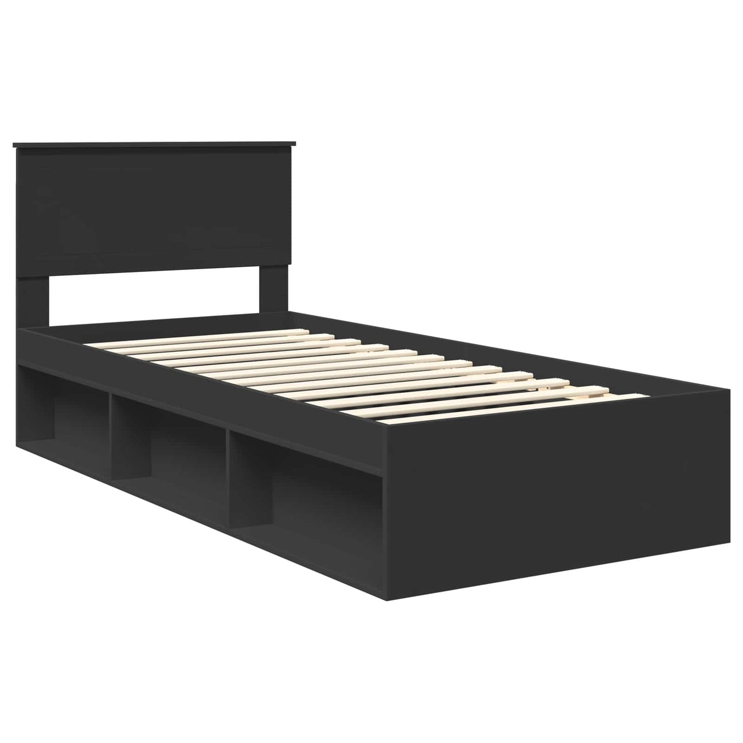 vidaXL Bettrahmen Schwarz 90 x 190 cm Massives Kiefernholz