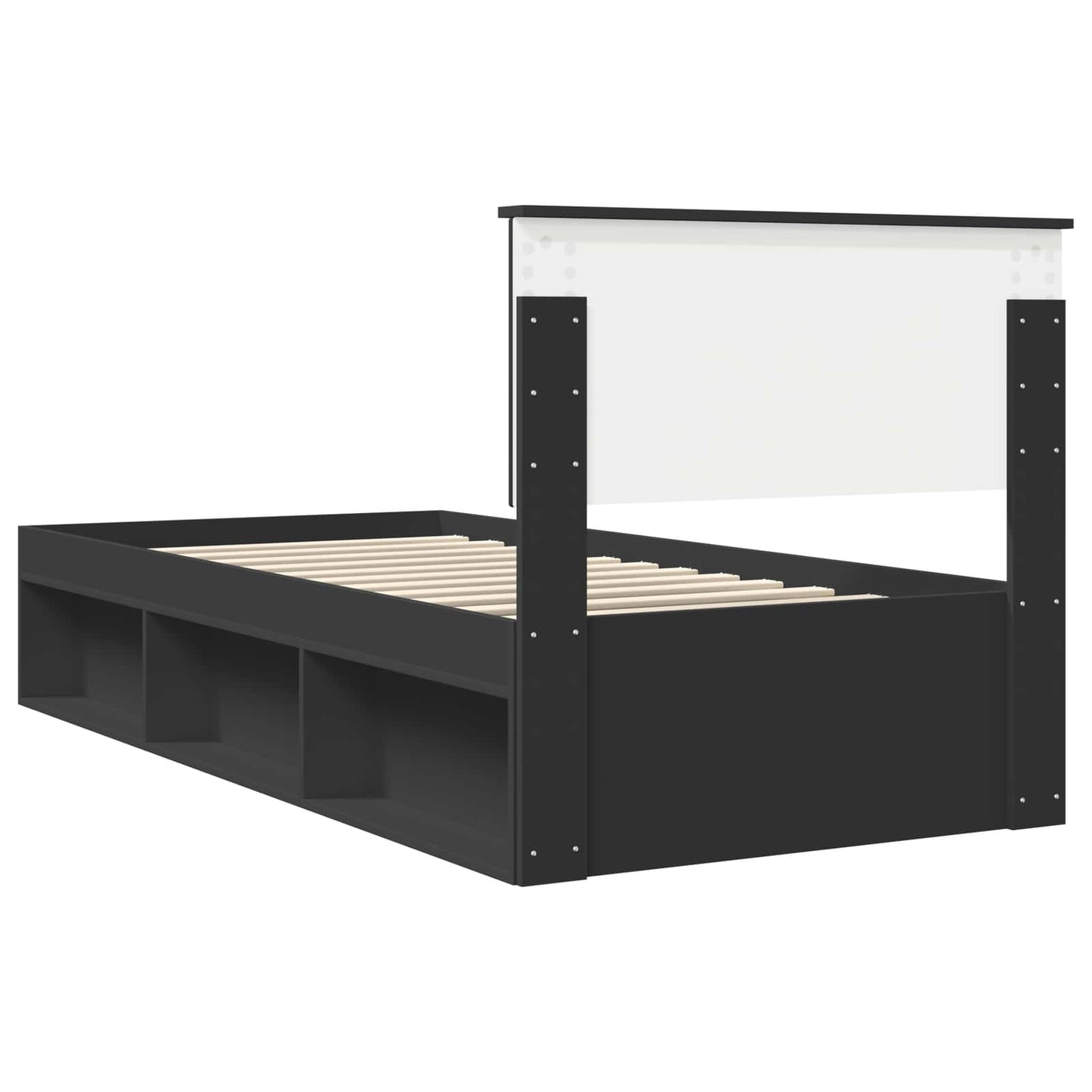 vidaXL Bettrahmen Schwarz 90 x 190 cm Massives Kiefernholz