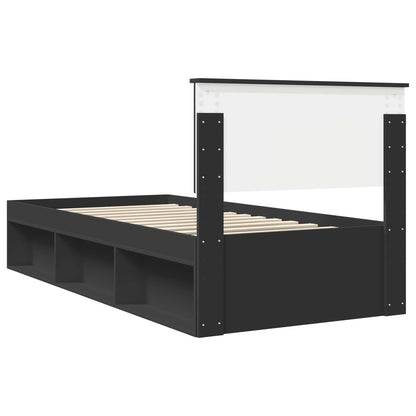 vidaXL Bettrahmen Schwarz 90 x 190 cm Massives Kiefernholz