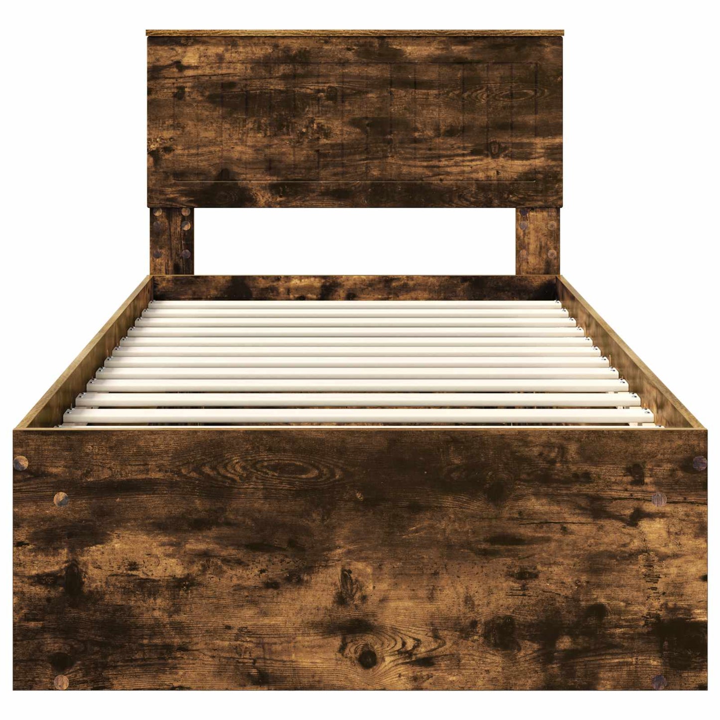 vidaXL Bettrahmen Geräucherte Eiche 90 x 190 cm Massives Kiefernholz