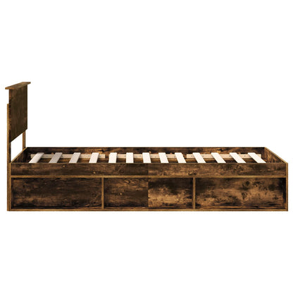 vidaXL Bettrahmen Geräucherte Eiche 90 x 190 cm Massives Kiefernholz