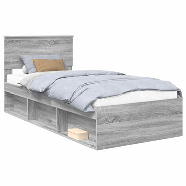 vidaXL Cadre de lit Gris Sonoma 90 x 190 cm Bois de pin massif