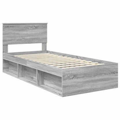 vidaXL Cadre de lit Gris Sonoma 90 x 190 cm Bois de pin massif