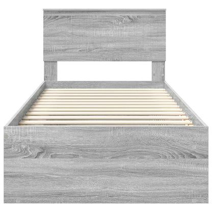 vidaXL Cadre de lit Gris Sonoma 90 x 190 cm Bois de pin massif