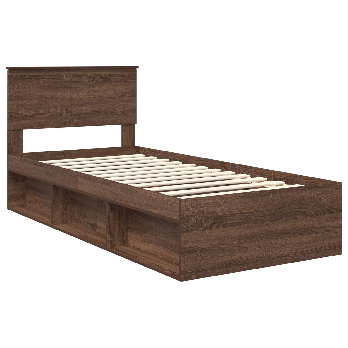vidaXL Bettrahmen Braun Eichen-Optik 90 x 190 cm Massives Kiefernholz