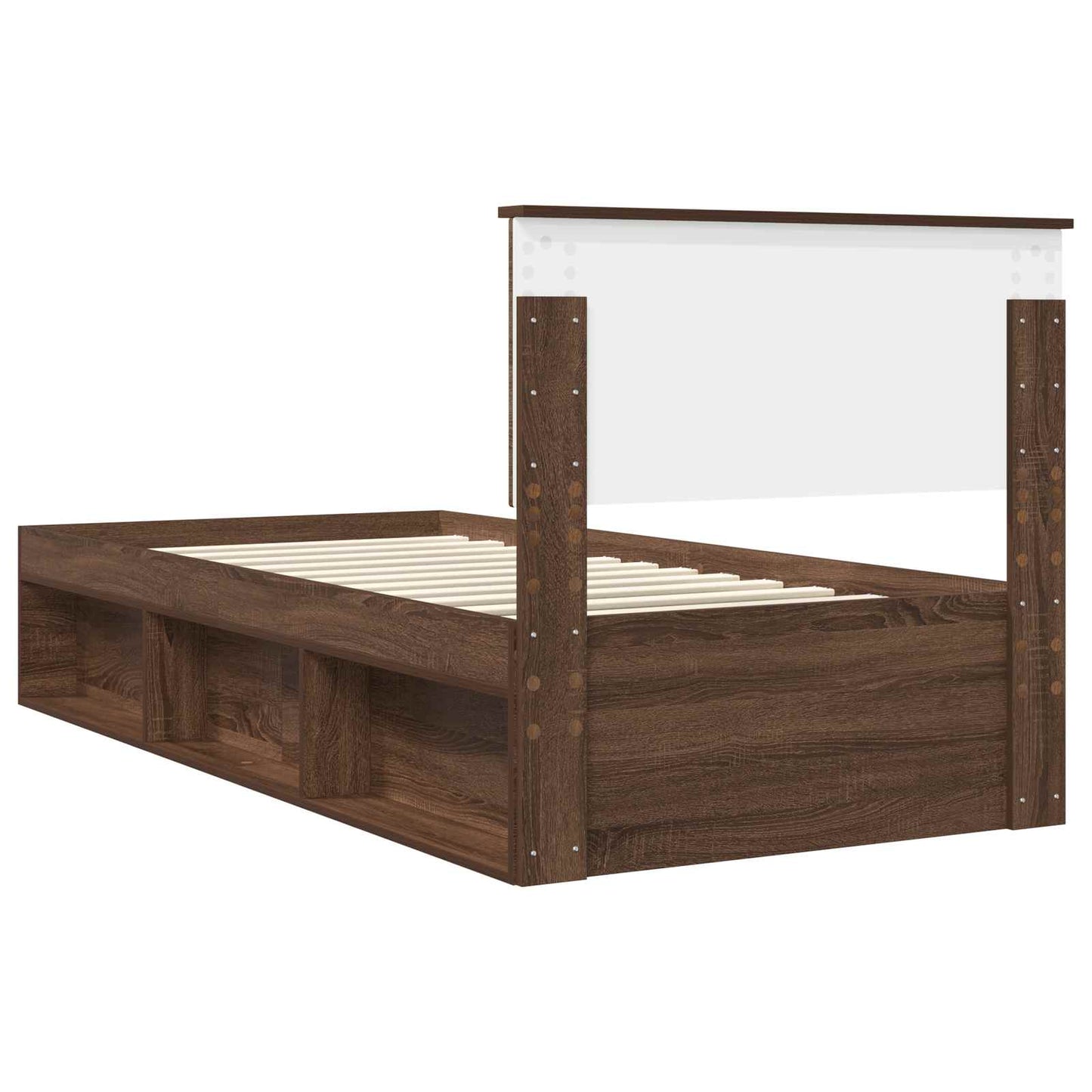 vidaXL Bettrahmen Braun Eichen-Optik 90 x 190 cm Massives Kiefernholz