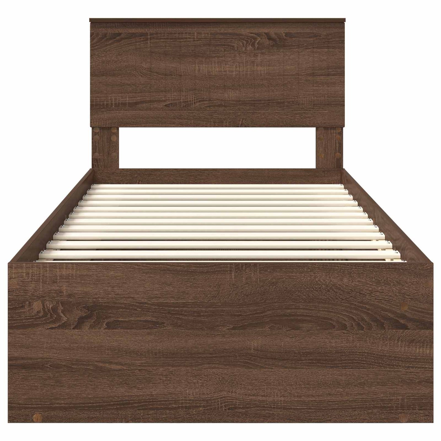 vidaXL Bettrahmen Braun Eichen-Optik 90 x 190 cm Massives Kiefernholz