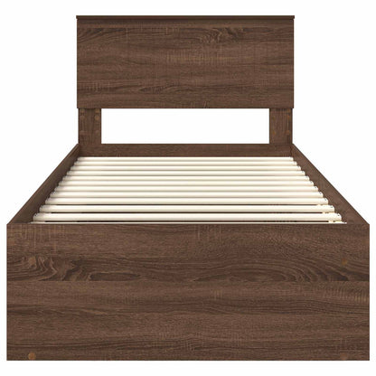 vidaXL Bettrahmen Braun Eichen-Optik 90 x 190 cm Massives Kiefernholz