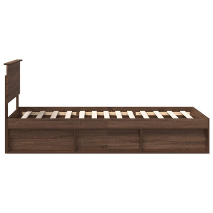 vidaXL Bettrahmen Braun Eichen-Optik 90 x 190 cm Massives Kiefernholz