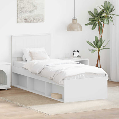 vidaXL Bettrahmen mit Kopfteil Weiß 75 x 190 cm Massives Kiefernholz