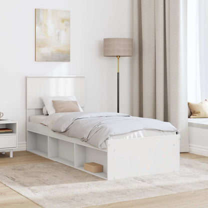 vidaXL Bettrahmen mit Kopfteil Weiß 75 x 190 cm Massives Kiefernholz