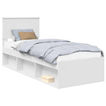 vidaXL Bettrahmen mit Kopfteil Weiß 75 x 190 cm Massives Kiefernholz