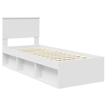 vidaXL Bettrahmen mit Kopfteil Weiß 75 x 190 cm Massives Kiefernholz
