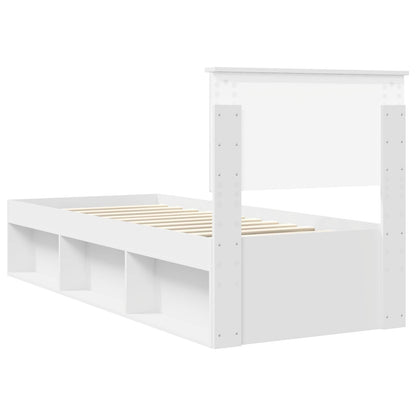 vidaXL Bettrahmen mit Kopfteil Weiß 75 x 190 cm Massives Kiefernholz