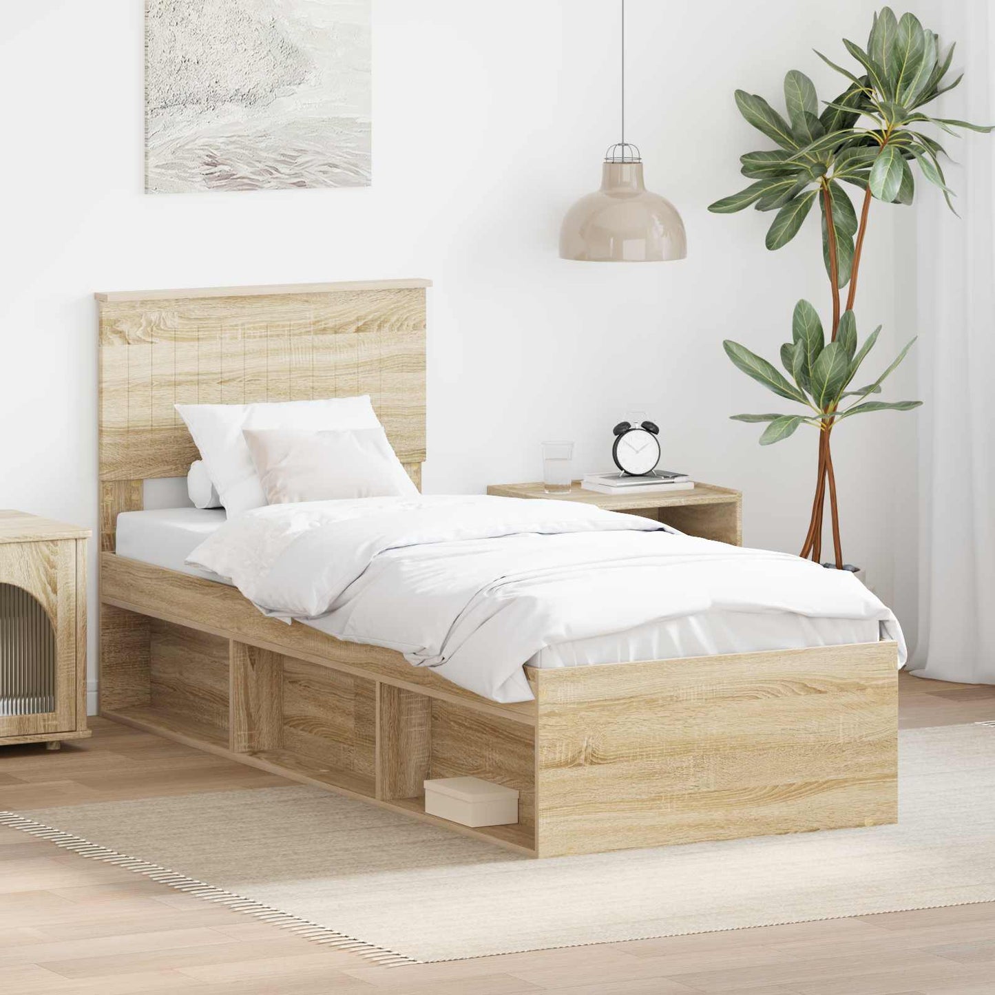 vidaXL Bettrahmen Sonoma-Eiche 75 x 190 cm Massives Kiefernholz
