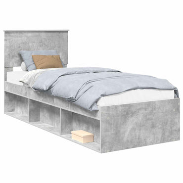 vidaXL Bettrahmen Beton Grau 75 x 190 cm Massives Kiefernholz
