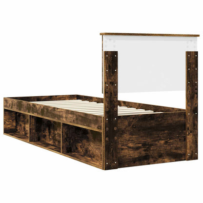 vidaXL Bettrahmen Geräucherte Eiche 75 x 190 cm Massives Kiefernholz