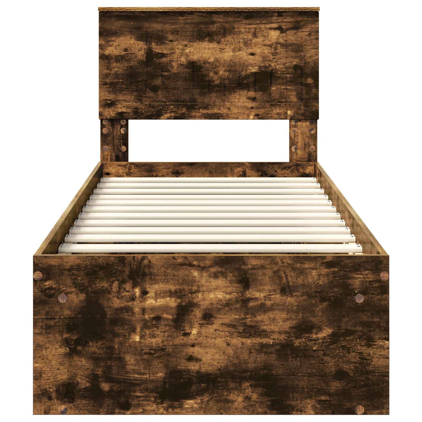 vidaXL Bettrahmen Geräucherte Eiche 75 x 190 cm Massives Kiefernholz