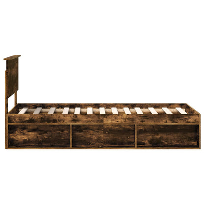 vidaXL Bettrahmen Geräucherte Eiche 75 x 190 cm Massives Kiefernholz