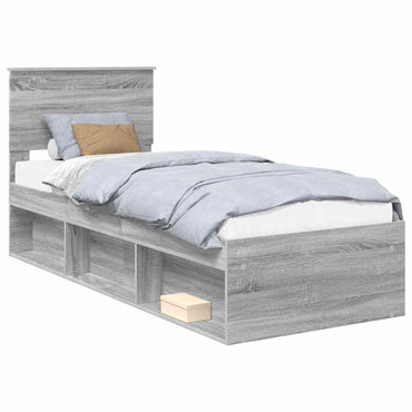 vidaXL Bettrahmen Graues Sonoma 75 x 190 cm Massives Kiefernholz
