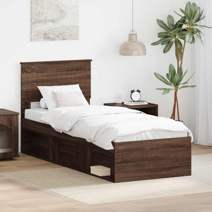 vidaXL Bettrahmen Braun Eichen-Optik 75 x 190 cm Massives Kiefernholz
