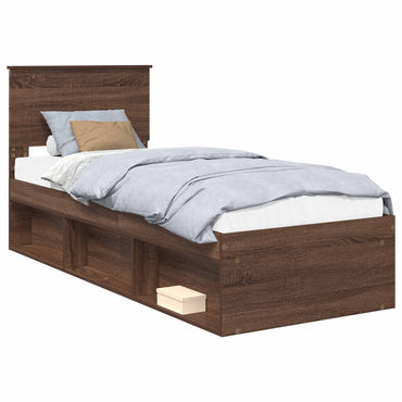 vidaXL Bettrahmen Braun Eichen-Optik 75 x 190 cm Massives Kiefernholz